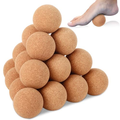 Seenelling 20 Pcs Cork Massage Ball 2 Inch Solid Hard Myofascial Release Yoga Ball for Back Foot Neck Pain Therapy Portable Tissue Muscle Release Tool for Home Office Travel - size: 2 inches