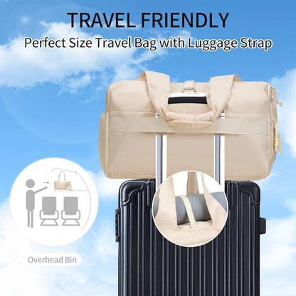 Handbag for Women Yoga Bag Large Capacity Yoga Pad Buckle with Shoe Compartment Water Bottle Sports Gym Bag Travel - color: A01-beige