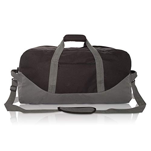 DALIX 25" Big Adventure Large Gym Sports Duffle Bag (Black Grey Navy Blue Red Camo) - color: Black-Gray