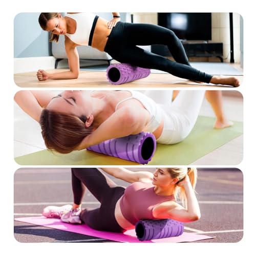 Krightlink Foam Roller for Muscle Massager, Patented 13" High Density Exercise Roller for Muscle and Myofascial Trigger Point Release, Yoga, Back Roller for Fitness, Yoga (Purple) - color: Violet