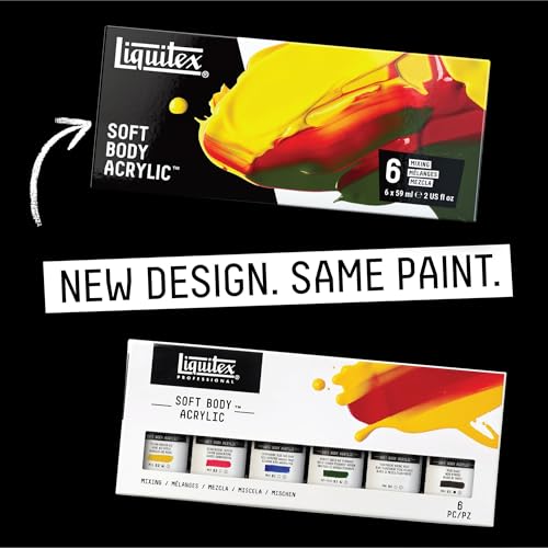Liquitex Soft Body Acrylic Paint, 6 x 59ml (2-oz), Mixing Set | Low Viscosity, Highly Pigmented, Satin Finish, Retains Subtle Brush Strokes, Great Surface Coverage, Highly Versatile - style: Mixing Set 6 x 59ml (2-oz)