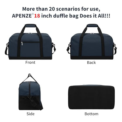 Apenze Small Gym Bag 18 inch Carry On Duffel Bag for Weekender Travel - Navy Blue - color: Navy Blue, size: 18inch