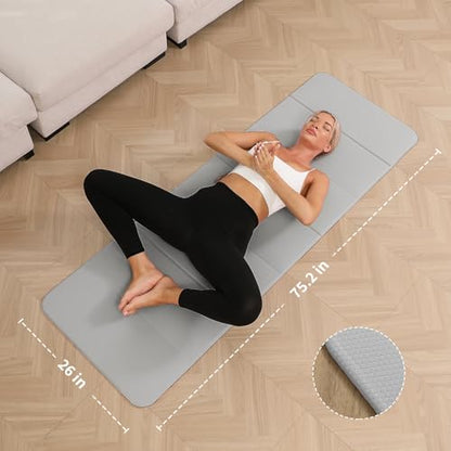 PAIDU Foldable Yoga Mat 10mm Thick, 75"x26" Non-Slip Fitness Exercise Mat - color: Grey