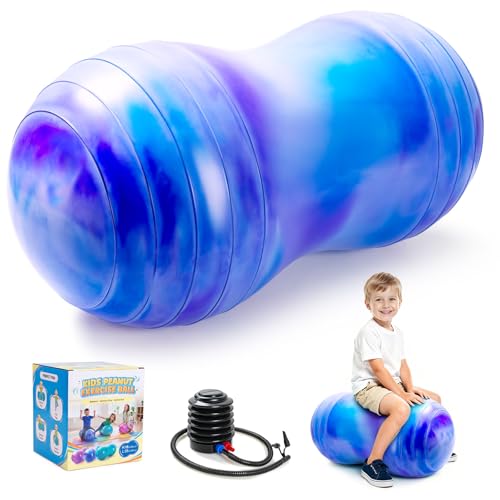 ZOOJOY Peanut Ball for Kids and Adults | 18/20Inch Anti-Burst Exercise Ball - color: Purple & Blue, size: 35 x 18 Inch