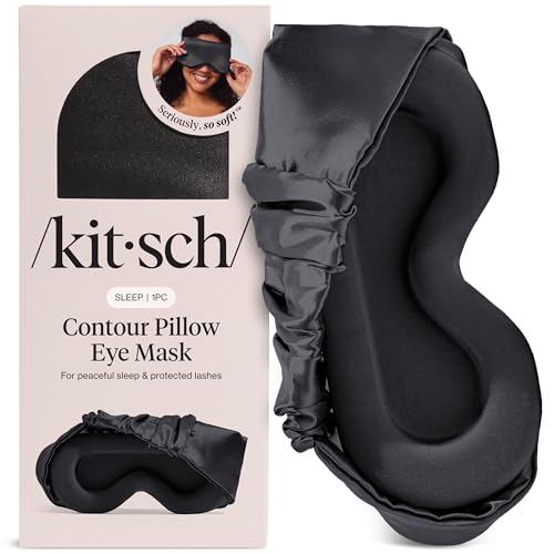 Kitsch Contour Satin Sleep Mask | Eye Masks for Sleep - Charcoal | Softer Than Silk Sleep Mask, Blindfold Sleep Masks for Women & Men, No Eye Pressure, Lightweight Eye Mask, Travel Essentials - color: Charcoal
