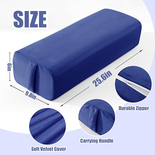 MABOZOO Yoga Bolster Pillow, Triple-Layer Sponge Rectangular Yoga Bolster with Carry Handle Meditation Pillow with Washable Cover for Restorative, Meditation - color: Blue