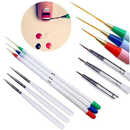 Set 3Pcs/Pack Fine Drawing Striping Liner Design Tips Nail Art Pen Brushes Brush Salon DIY Gel UV Manicure Tool gifts Multicolor