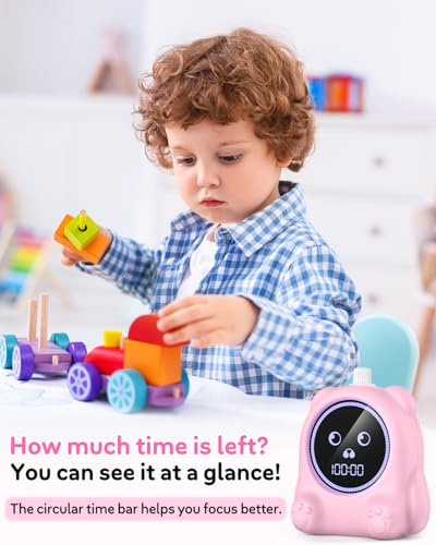 Visual Timer for Kids, 100 Min Digital Timer with Paused, Rechargeable Countdown/Up Timers, 3 Alarm, Silent, Vibrate & Sound Mod, Productivity Timers for ADHD, Classroom, Teacher, Exercise, Study - color: Pink
