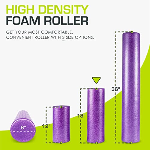 ProsourceFit High Density Foam Rollers 18 - inches long, Firm Full Body Athletic Massager for Back Stretching, Yoga, Pilates, Post Workout Trigger Point Release, Purple - color: Purple, size: 18"H x 6"D