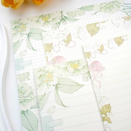 40/60 Sheets watercolor cute writing paper B5 size letter printer paper 120gsm decorative scrapbooking colored antique vintage flowers animal design Double-Sided stationery (Plant Notes) - color: Plant Notes