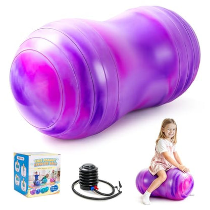 ZOOJOY Peanut Ball for Kids and Adults | 18/20Inch Anti-Burst Exercise Ball - color: Pink & Purple, size: 35 x 18 Inch