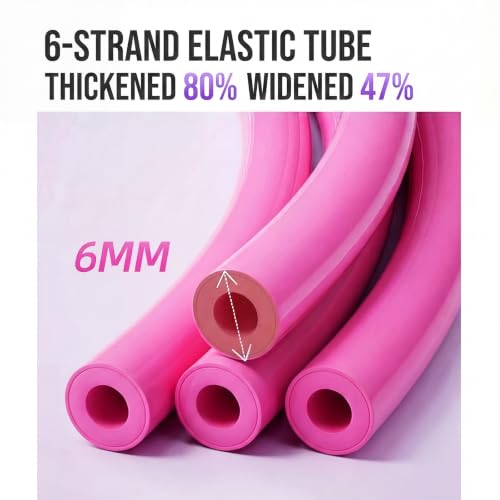 Pedal Resistance Bands with Handles, Upgrade Multi Function Pedal Training Band, 6-Tubes Natural Rubber Foot Pedal Resistance, Fitness Bands for Full Body, Abdomen, Waist, Arm, Leg - color: pink