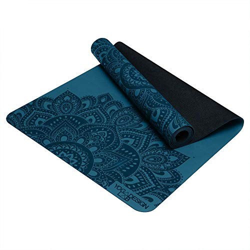 YOGA DESIGN LAB | The Infinity Mat | Luxurious Non-Slip Design Provides Unparalleled Grip to Support and Align You Beautifully | Eco-Friendly | w/Carrying Strap! - color: Mandala Teal, size: 3mm