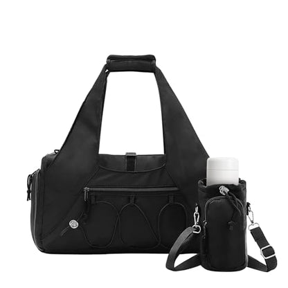 Oweisong Gym Bag for Women Sports Duffel Bag Lightweight Yoga Tote Travel Carry On Handbag with Shoes Compartment - color: Black