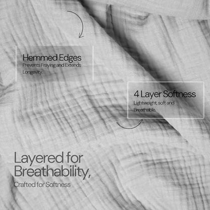 100% Cotton Gauze 50"X70" Large Throw 4 Layered Blanket- Scottish Grey | Premium Muslin Blanket for Couch,Bed,Living,Summer Lightweight, All Seasons Blankets & Throws, Boho,Travel & Skin Friendly - color: Scottish Grey, size: 50"X70" Large Throw
