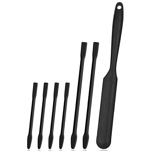 Gartful Black Silicone Stir Sticks Kit for Epoxy, 1pcs Silicone Spatula for Resin, 2pcs Large Silicone Stir Sticks, 4pcs Small Silicone Sticks, DIY Craft Tool for Mixing Resin, Paint, Liquid, Set of 7 - color: Black, size: Large&Medium-7PCS