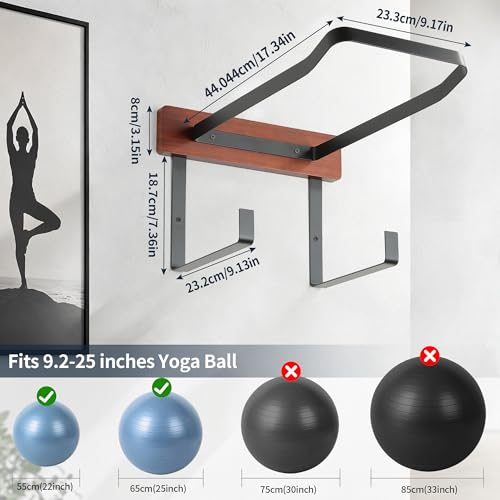 Yoga Ball Holder Wall Mount – Fits Trideer Pilates Exercise Balls