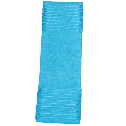 Indian Handmade100 % Organic Anti Skid Multi Colour Cotton Yoga Mat - Eco-Friendly Hand-Woven Rug - Non-Slip & Thick (24”x72”x5mm) for Hot yoga & Everyday Fitness at Home - Comfortable & Foldable Extra-Long Mat - color: Blue