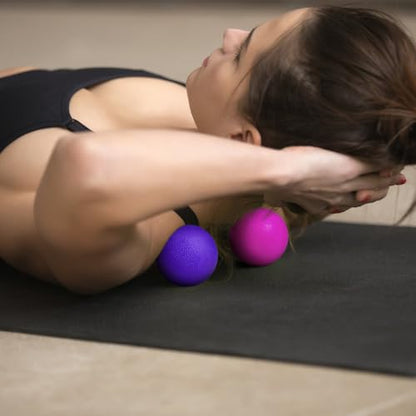 2-Pack Firm Lacrosse Massage Balls(Rose red&Purple) - color: Rose Red&purple