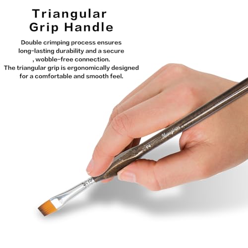 8 Pcs Exquisite Detail Paint Brush Set | Copper Tube, Double-Wire Binding, Birch Wood Triangular Grip for Oil, Watercolour, Acrylic & Digital Art - color: 8pcs Transparent Brown Set