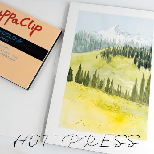 CuppaClip Watercolor Paper Block Pure Cotton Art Paper Pad 300GSM(140LB) Acid-Free 20 Sheets Watercolor Art Supplies (Hot Press, 10.2x7in) - color: Hot Press, size: 10.2x7in