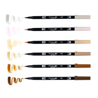 Tombow 56241 Dual Brush Pen Art Markers, Coffee Break, 6-Pack