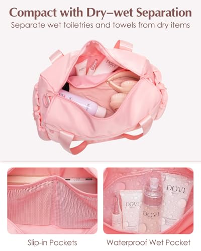 Small Gym Bag, Mini Gym Bag with Yoga Mat Holder & Wet Compartment, Pink - color: Pink