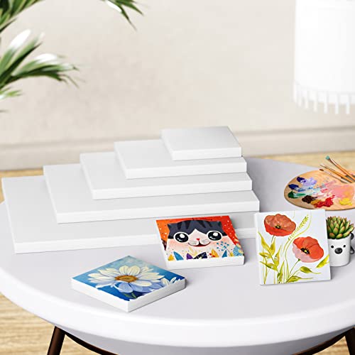 18Pcs Stretched Canvases, Multi Pack 4x4, 5x7, 8x10, 9x12, 11x14 | Primed White Set, 100% Cotton Artist Blank Canvas Boards for Painting, Acrylic Pouring, Oil Paint - color: White, size: Multi Pack-18 Pcs