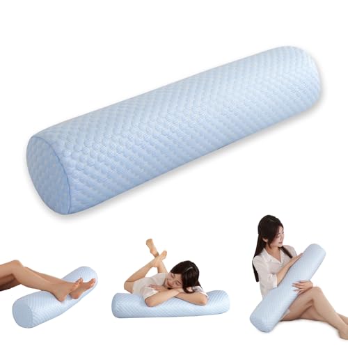 Summer Cool Touch Cylindrical Body Pillow, Round Bolster Pillow for Sleeping, Sofa Headrest Cushion, Blue, Grey，Multiple (Blue, 31.5 * 7.9in) - color: Blue, size: 31.5*7.9in
