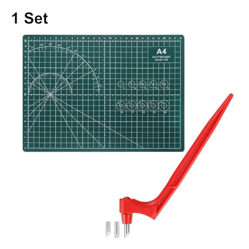 HARFINGTON Craft Cutting Tools 15/30/45 Degree Blades 360 Degree Rotating Blade Stainless Steel Cutter Pen Knife with Mat for DIY Crafts Stencils Scrapbooks, Red - color: Red