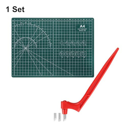 HARFINGTON Craft Cutting Tools 15/30/45 Degree Blades 360 Degree Rotating Blade Stainless Steel Cutter Pen Knife with Mat for DIY Crafts Stencils Scrapbooks, Red - color: Red