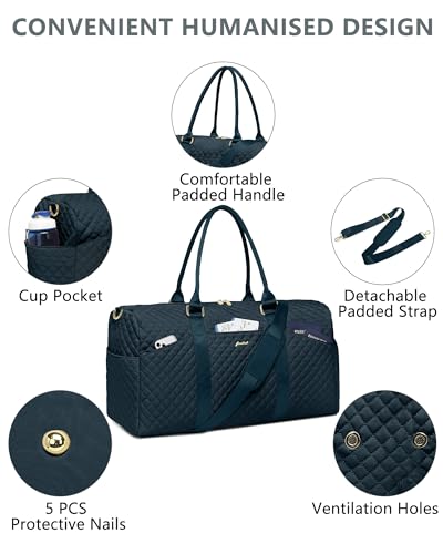 Women Weekender Travel Duffle Bag: Travel Duffel Overnight Bags with Shoe Compartment Large Carry on Tote with Toiletry Bag Weekend Traveling Yoga Gym Hospital Bag for Women with Wet Pocket - color: 07-Peacock Blue, size: Large