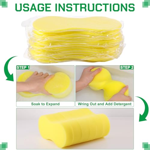 Vesici 24 Pack Large Sponges Bulk Multi-Purpose Extra Large Sponge for Washing Cars Field Day Water Games Household Cleaning Car Boat Bike Kitchen Bathroom Vacuum Compressed Packing (Bright Yellow) - color: Bright Yellow