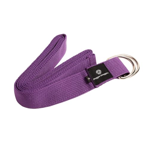 Hugger Mugger D-Ring Cotton Yoga Strap - Super Strong Cotton, Metal D-Ring Buckle, Multiple Lengths Available - color: Purple, size: 8 ft.
