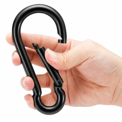 sprookber Stainless Steel Spring Snap Hook Carabiner - 304 Stainless Steel Caribeener Clips, Set of 6 - color: Black, size: 5.3 Inch