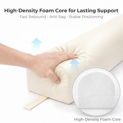 Dual-Cover Massage Table Bolster Pillow, 3/4 Round, Light Beige