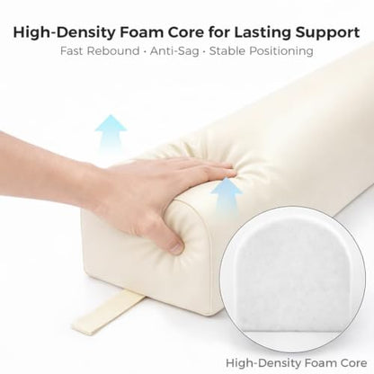 Dual-Cover Massage Table Bolster Pillow, 3/4 Round, Light Beige