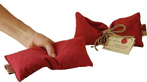 Eye Pillow Red Denim Cherry Pit-Stone Pack, Microwavable Hot/Cold Compress, Sustainable Heating Pad, Moist Heat, Headache Pain Relief, Spa Yoga Gift - color: Red Denim, Natural-dyed