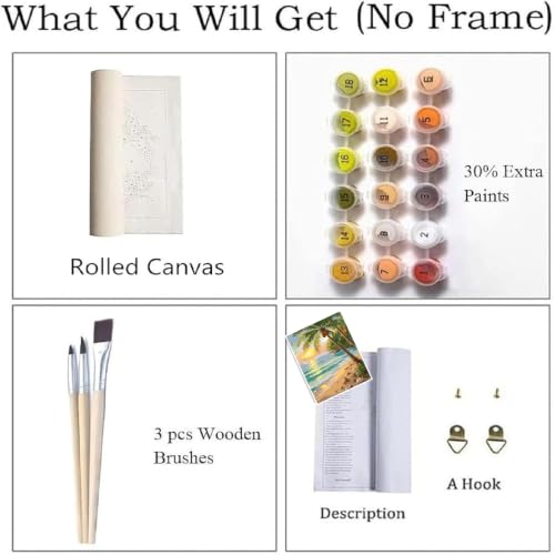 ZRIZQ Beach Paint by Numbers Kit for Adults Beginner,Landscape,16x20 | Full set with rich paints,wooden brushes,rolled canvas.Calming activity.Beginner friendly.Just open and paint. - color: 16"X20"Rolled Canvas-Landscape 11