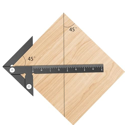 Aluminum Imperial Circle Center Positioning, 45/90 Degree Positioning Ruler, Right Angle Positioning, Centerline Positioning, Multi-Function Arrow Ruler, High-Precision Measuring Ruler,044BK - color: Black(Imperial)