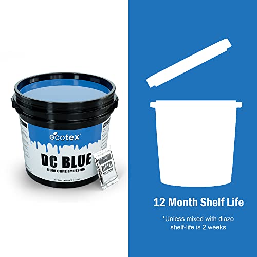 Ecotex® DC Blue Dual Cure Photo Emulsion - Screen Printing Emulsion, 1 Qt | Photo Emulsion For Silk Screens And Fabric - Works With Plastisol And Water Based Ink, Diazo Included, Made In The USA, 1 Qt - size: 32 fl oz