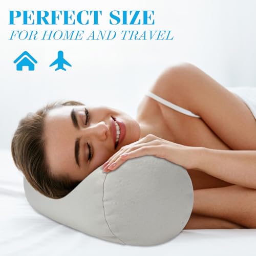DoubleFill Buckwheat Pillow Cylinder Bolster Pillow to Provide Firm Support, Cervical Neck Roll Adjustable with Organic Pillowcase, Tartary Buckwheat Hulls
