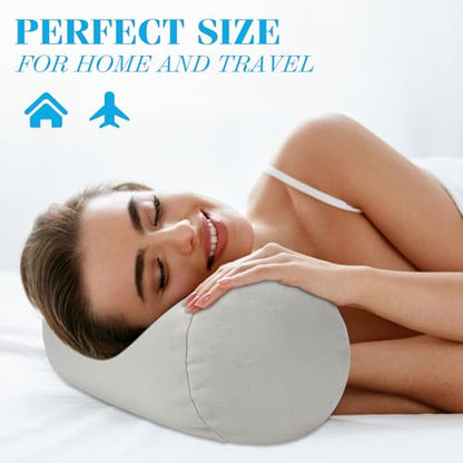 DoubleFill Buckwheat Pillow Cylinder Bolster Pillow to Provide Firm Support, Cervical Neck Roll Adjustable with Organic Pillowcase, Tartary Buckwheat Hulls