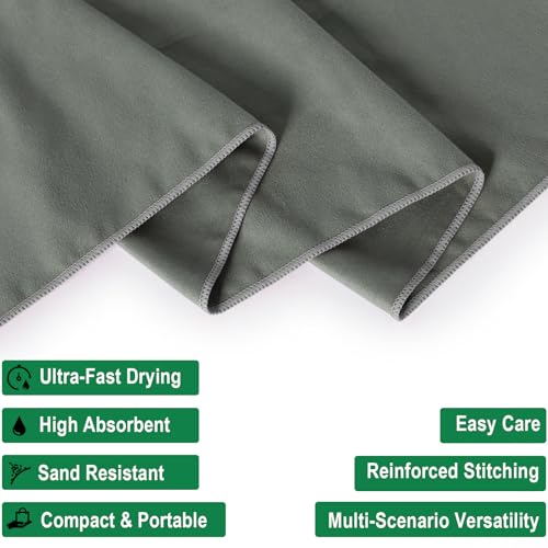 Your Choice Quick Dry Towel - Super Absorbent Microfiber for Gym, Travel, Camping | Ultra Compact & Lightweight - color: Gray, size: S (16 x 32" 2Pack)