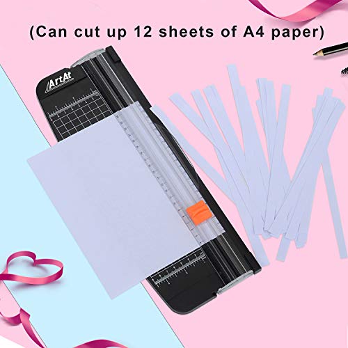 ArtAt 12-Inch Paper Cutter with Auto-Retractable Blade A4 Portable Trimmer | Inch/cm dual dcale precise measurement & cutting for cardstock, photos, crafts, gift cards, coupons, kraft labels