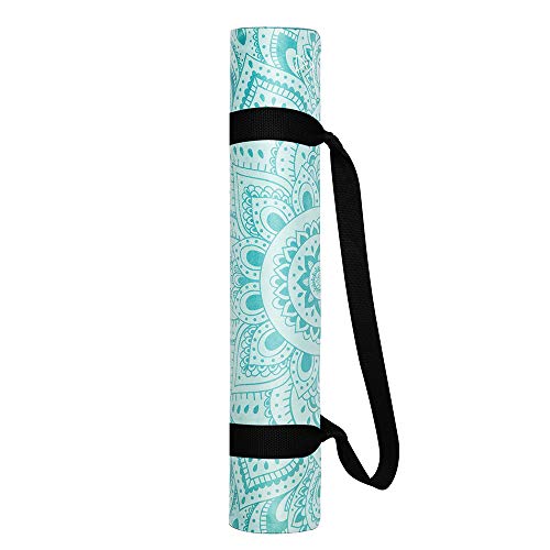 YOGA DESIGN LAB | The Combo Yoga Mat | 2-in-1 Mat+Towel | Eco Luxury | Ideal for Hot Yoga, Power, Bikram, Ashtanga, Sweat | Studio Quality | Includes Carrying Strap! - color: Mandala Turquoise, size: 5.5mm
