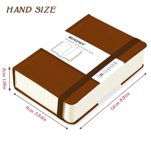 qianshan Mix Media Pad,3.5"x5.5" Small Hardcover Leather Art Sketchbook,105 GSM 200 Sheets/400 Pages Acid Free Artistic Painting Drawing Sketching Writing Paper, Handy Pocket Journal Notebook.Brown - color: 105gsm-brown