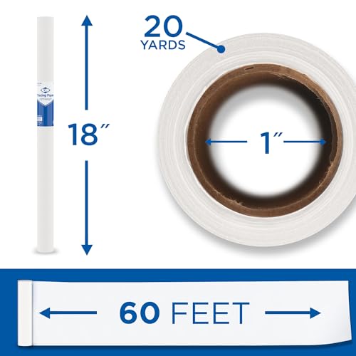 Alvin, Lightweight Tracing Paper Roll, White, Suitable with Ink, Charcoal, Felt Tip Pen, for Sketching or Detailing - 18 inches x 20 yards, 1-inch Core - color: White - 20 Yards, size: 18"