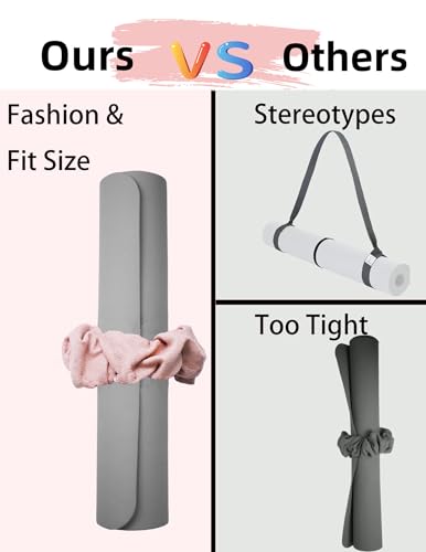 Yoga Mat Scrunchie Yoga Mat Strap Carrier Pilates Mat Holder | Holds Your Yoga Mat in Style, Adjustable & Stretchy Yoga Mat Band, Fits Most Standard Yoga Mats (mat not included),Yoga Gifts - color: Light Pink