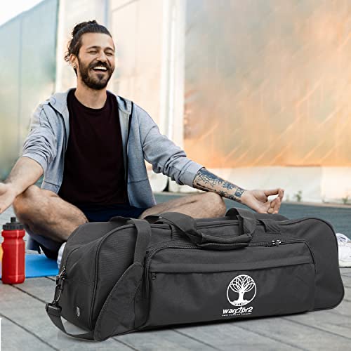 Yoga Mat Bag Carrier with 8-Pocket & Wet Pocket, Air Vent | Large Yoga Mat Holder Fits Thick Mats & Blocks | Gym Duffle Bag for Women & Men - color: Black